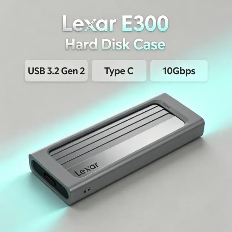 Lexar E300 Mobile External Hard Disk Case M.2 SSD Enclosure USB 3.2 Gen 2 Type C for 2230/2242/2260/2280 NVMe SSD