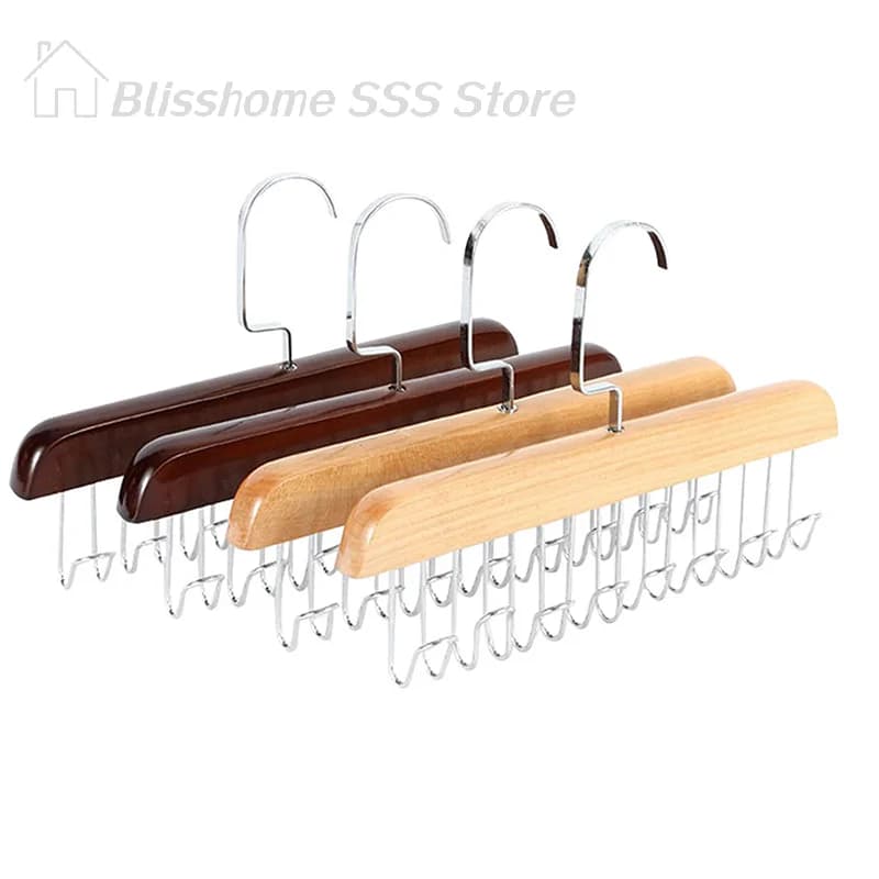 Appendiabiti in legno con 8 ganci per cinture, camicie, cravatte e cappelli, organizer salvaspazio antiscivolo per guardaroba