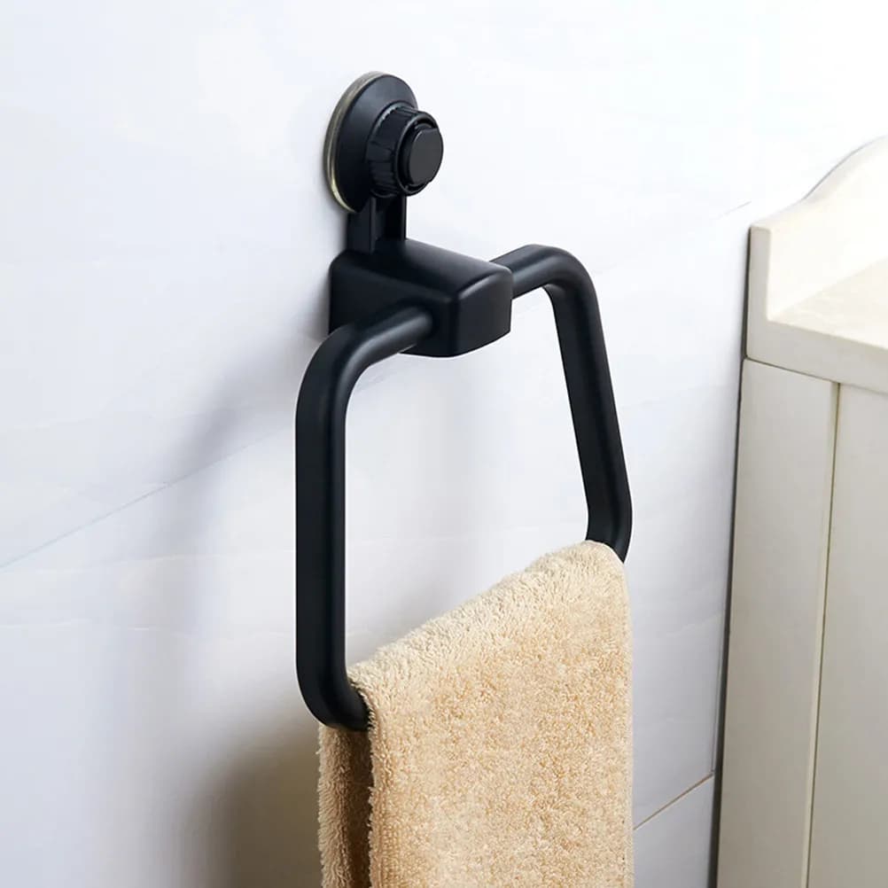 Supporto per Asciugamani a Ventosa Nero, Resistente, Impermeabile, Anti-olio, per Cucina, Bagno, Doccia, Appendiabiti da Parete, Riutilizzabile, Forte Aspirazione