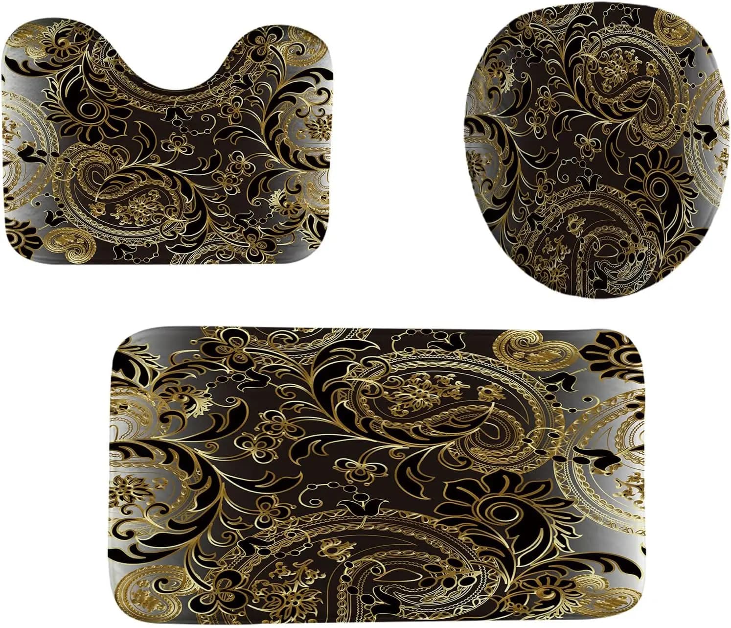 Set tappetino da bagno Valentine Llama da 3 pezzi, tappeto da bagno antiscivolo ultra morbido in memory foam, tappeto spesso per pavimento doccia lavello