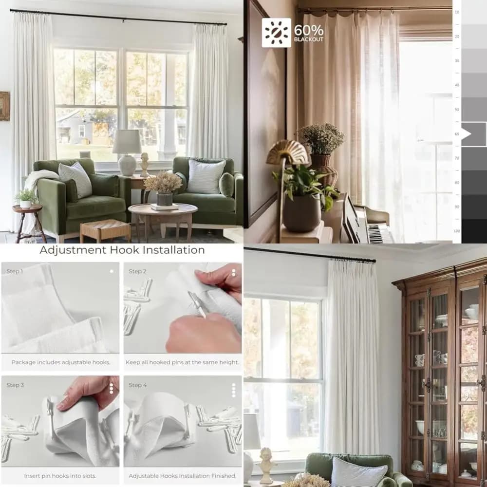 light filter curtains with a pinched linen texture for living room and bedroom windows