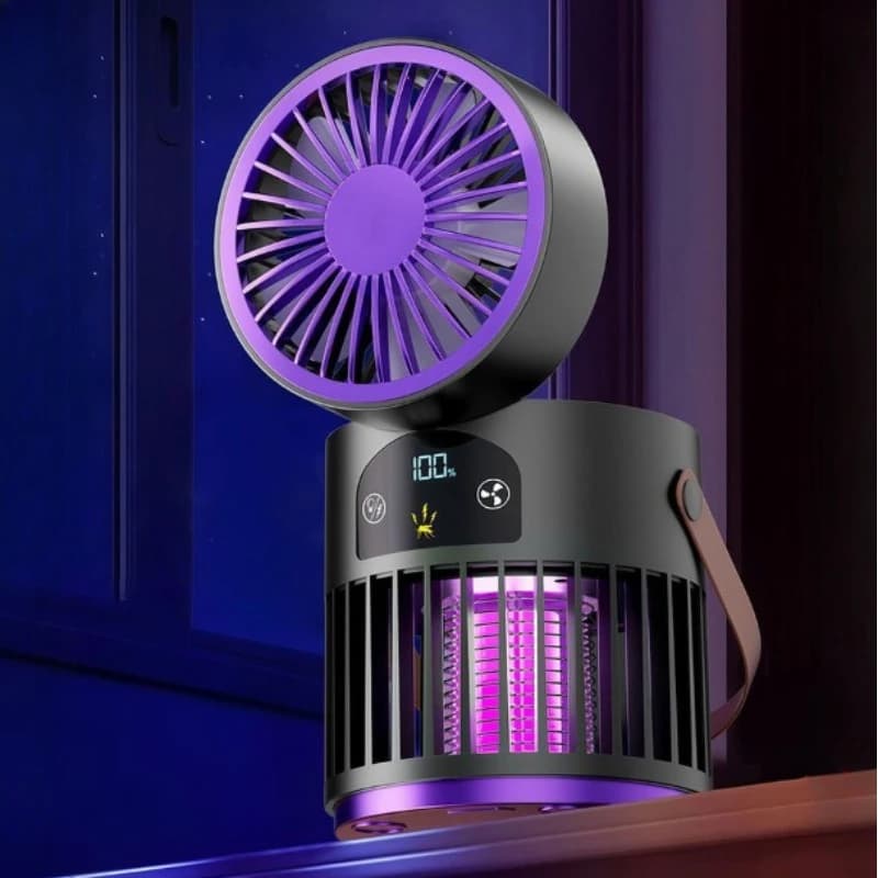 Lampada Elettrica Antizanzare 3-in-1 a LED, Trappola per Insetti Domestica, Ventilatore Repellente per Zanzare