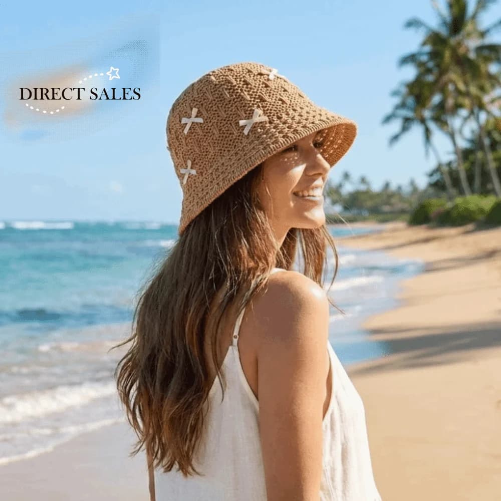 Cappello da Pescatore Traspirante da Donna in Tinta Unita, con Tesa Larga Intrecciata, Stile Coreano, in Cotone, Protezione Solare, per Viaggi