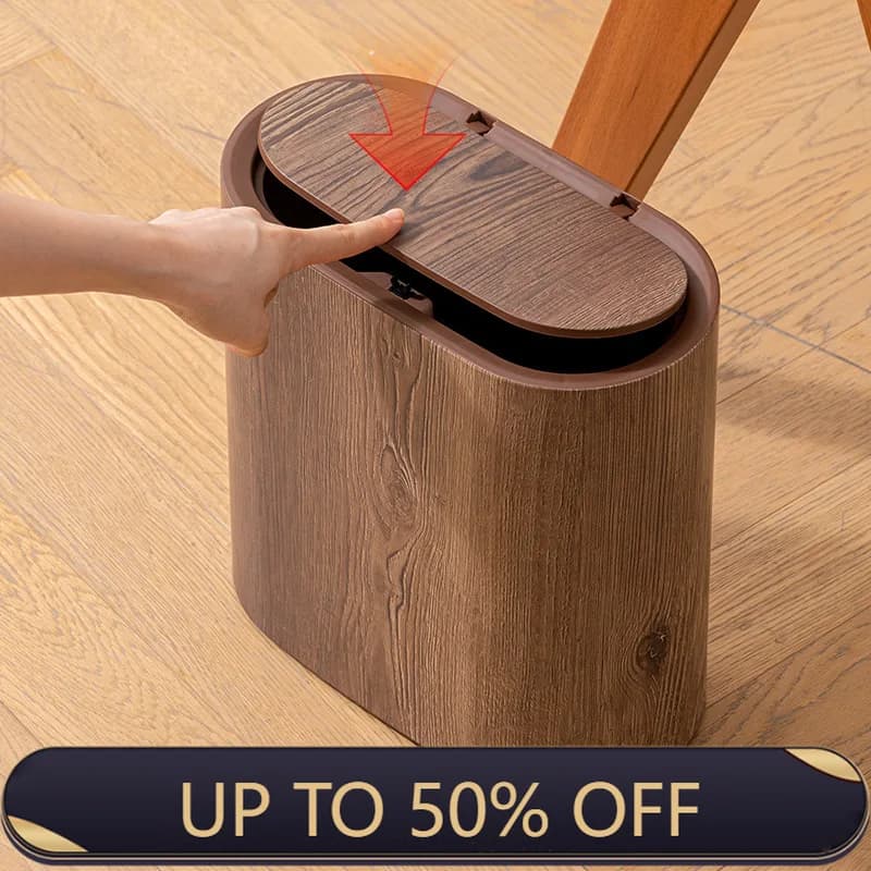 Luxury Trash Can High Capacity Narrow Waste Bins Kitchen Food Waste Litter Bin Bathroom Cleaning Dustbin Household Accessories