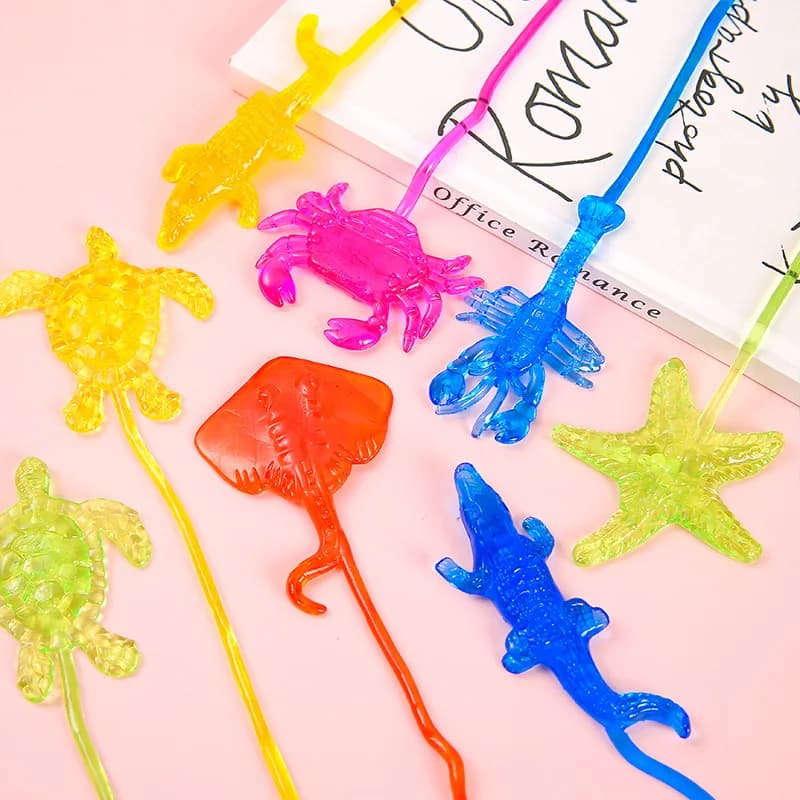 Simpatici giocattoli appiccicosi estensibili appiccicosi con animali dell'oceano per bambini, regali di compleanno, bomboniere, riempitivo per regali scolastici, 10 pezzi per borsa