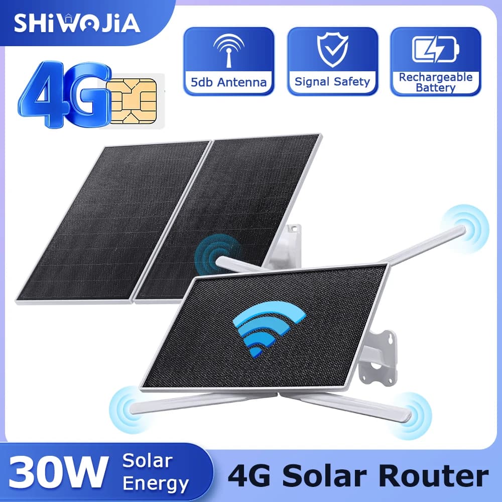 SHIWOJIA 30W 4G Router Batteria Solare Ripetitore WiFi IP66 Impermeabile 25000mAh Batterie Per Telecamera PTZ Computer Standby 7 Giorni