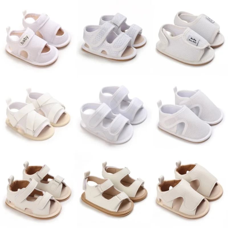 Sandali per bambini primavera/estate Sandali bianchi per bambini 0-12 mesi Scarpe pre-passo Sneakers con suola morbida Scarpe antiscivolo