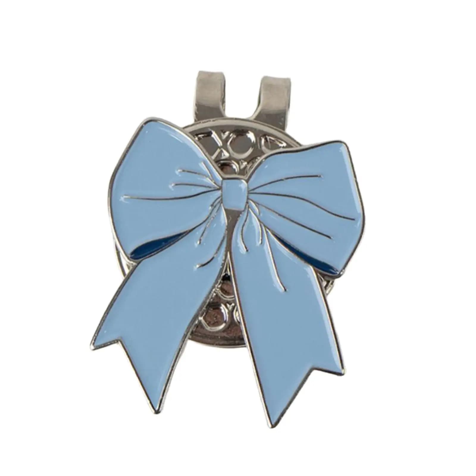 Clip magnetica per cappello da golf Forma di fiocco blu Chic portatile facile da attaccare Accessori professionali per cappelli in metallo Porta marcatore per palline da golf