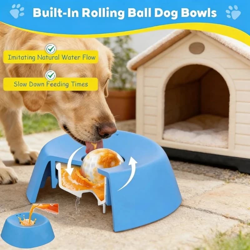 Ciotola per cani a lenta alimentazione, design a osso, antiscivolo, anti-soffocamento, per alimenti liquidi, per un cane