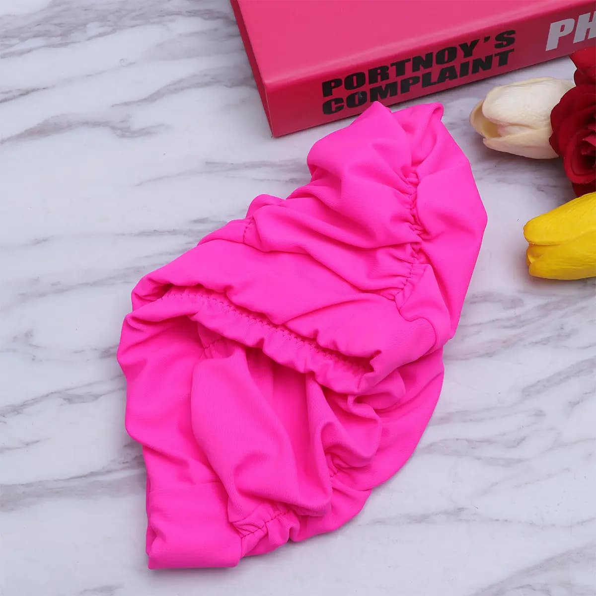 Cuffia da Nuoto Plissettata per Donne, Leggera, in Materiale Premium, Impermeabile, Protezione per Capelli e Orecchie, Facile da Indossare e Togliere, per Spiaggia, Piscina, Estate
