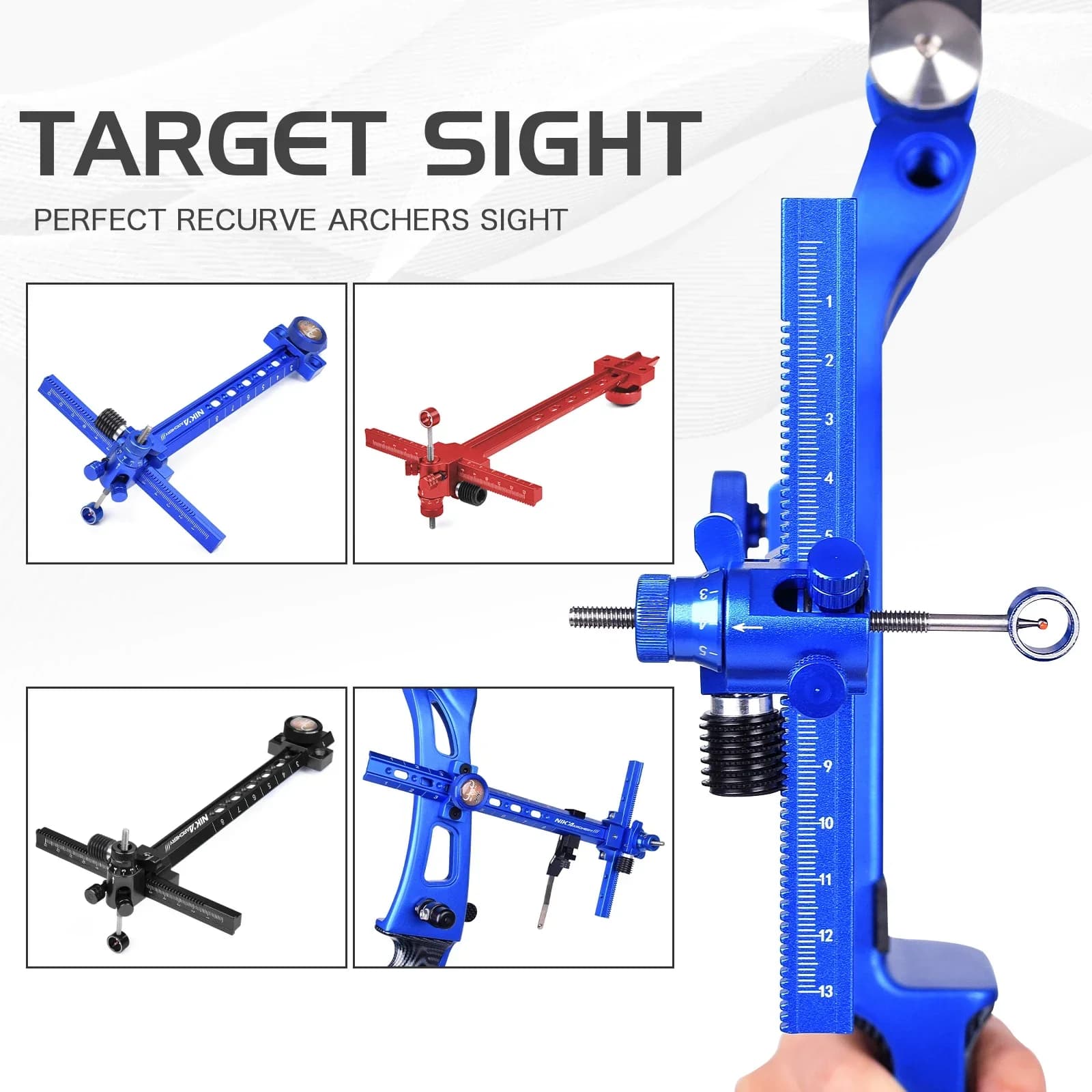 Nika Tiro con l'arco 6/9" Arco ricurvo Mirino a forma di T per tiro o caccia Accessori Mano destra