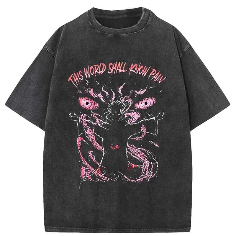 Anime Pain Stampato T Shirt Da Uomo Retro Lavato 100% Cotone Magliette e camicette Magliette Harajuku Maglietta Streetwear Hip Hop Maschile T-shirt Abbigliamento