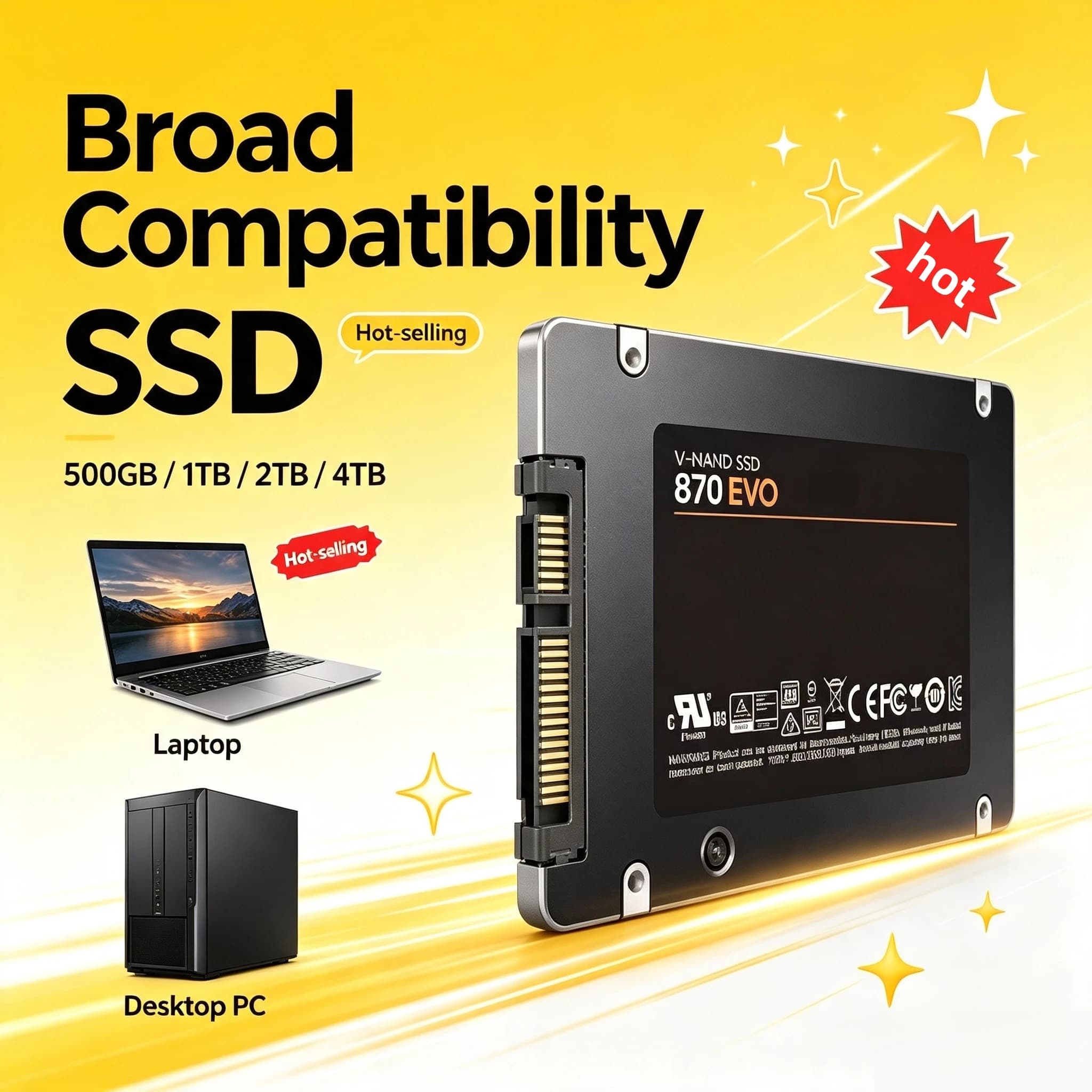 Original Internal SSD 500GB SATA3 25 Inch High Speed Solid State Disk 870-EVO for Microcomputer Desktop Laptop Pro Use