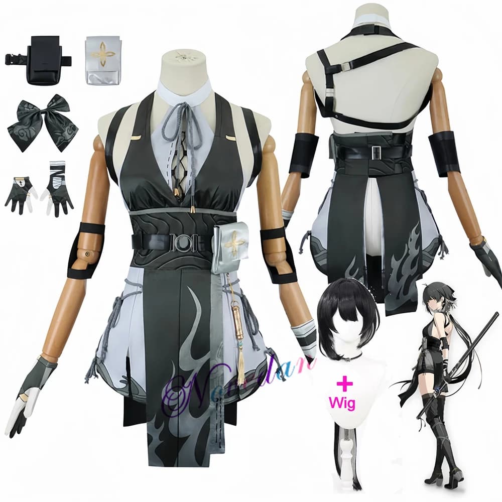 Wuthering Waves Rover Cosplay Costume Wig Female Uniform Bag Earrings Main Character Resonator Halloween Party for Women
