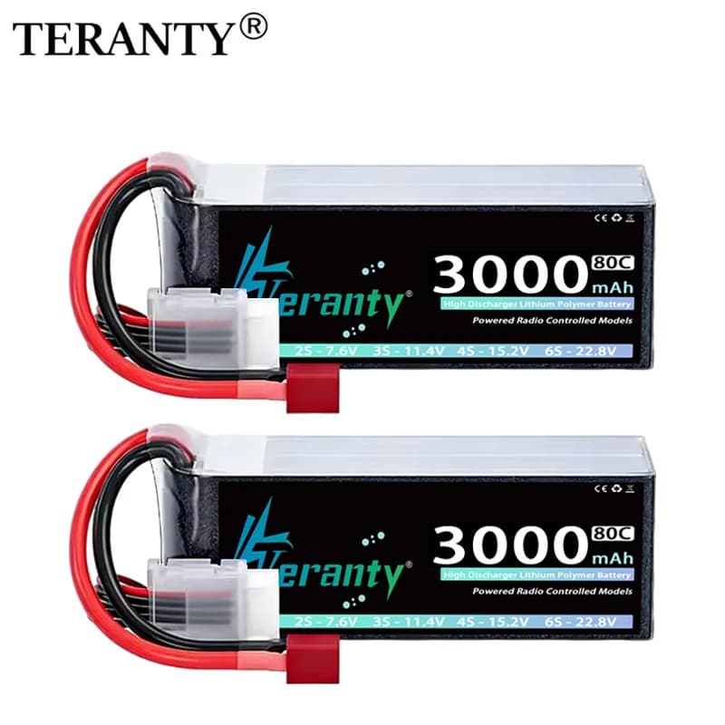 2 Pezzi Batteria Lipo TERANTY 14.8V 15.2V 4S 3000mAh 60C 80C con Connettore XT60 per Droni FPV, Aerei, Auto RC, Camion, Barche e Modellini