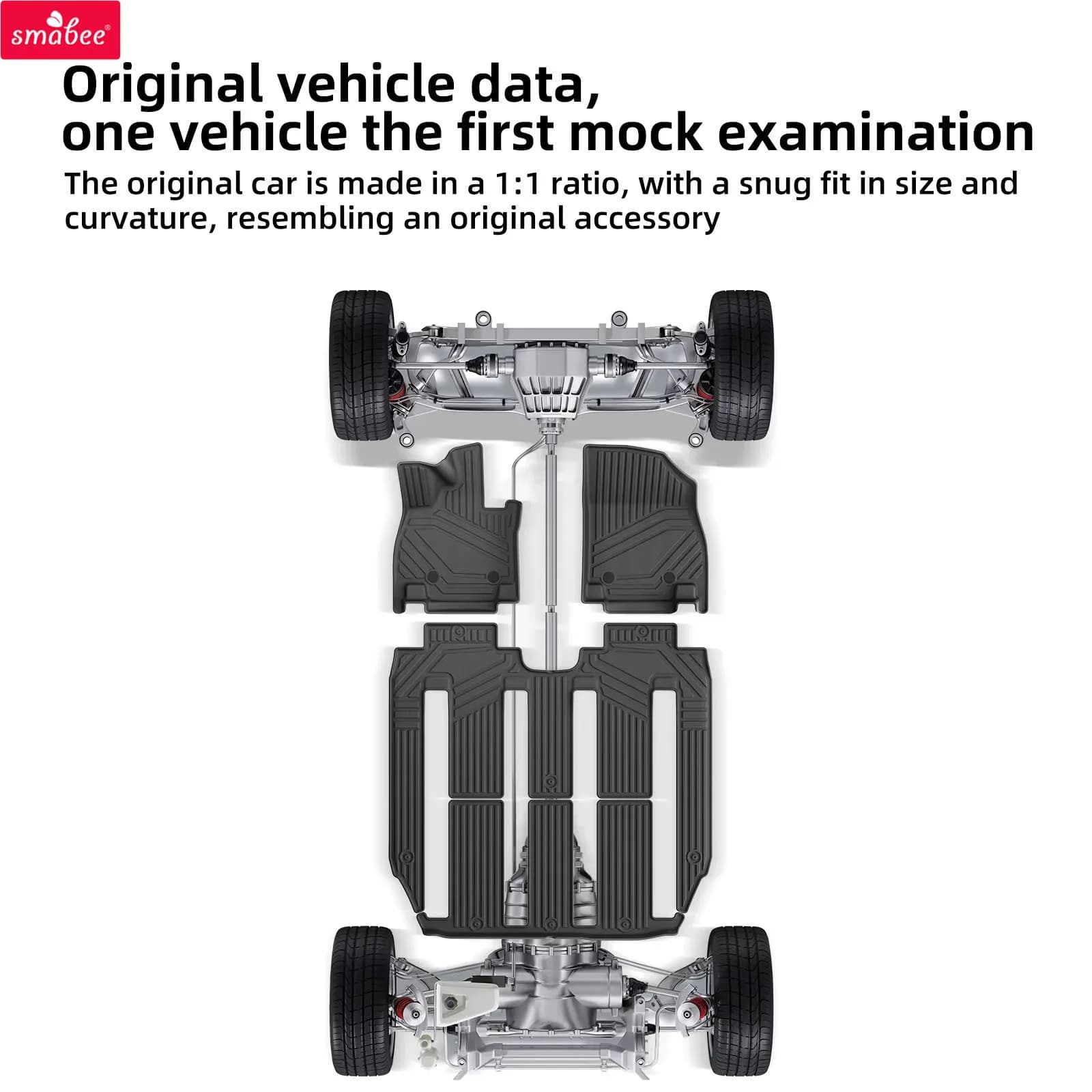 Smabee Left Drive for XPeng X9 2023‑2025 7Seater Car All Weather Floor Mats Cargo Liner Trunk Pad TPE Interior Accessories Black
