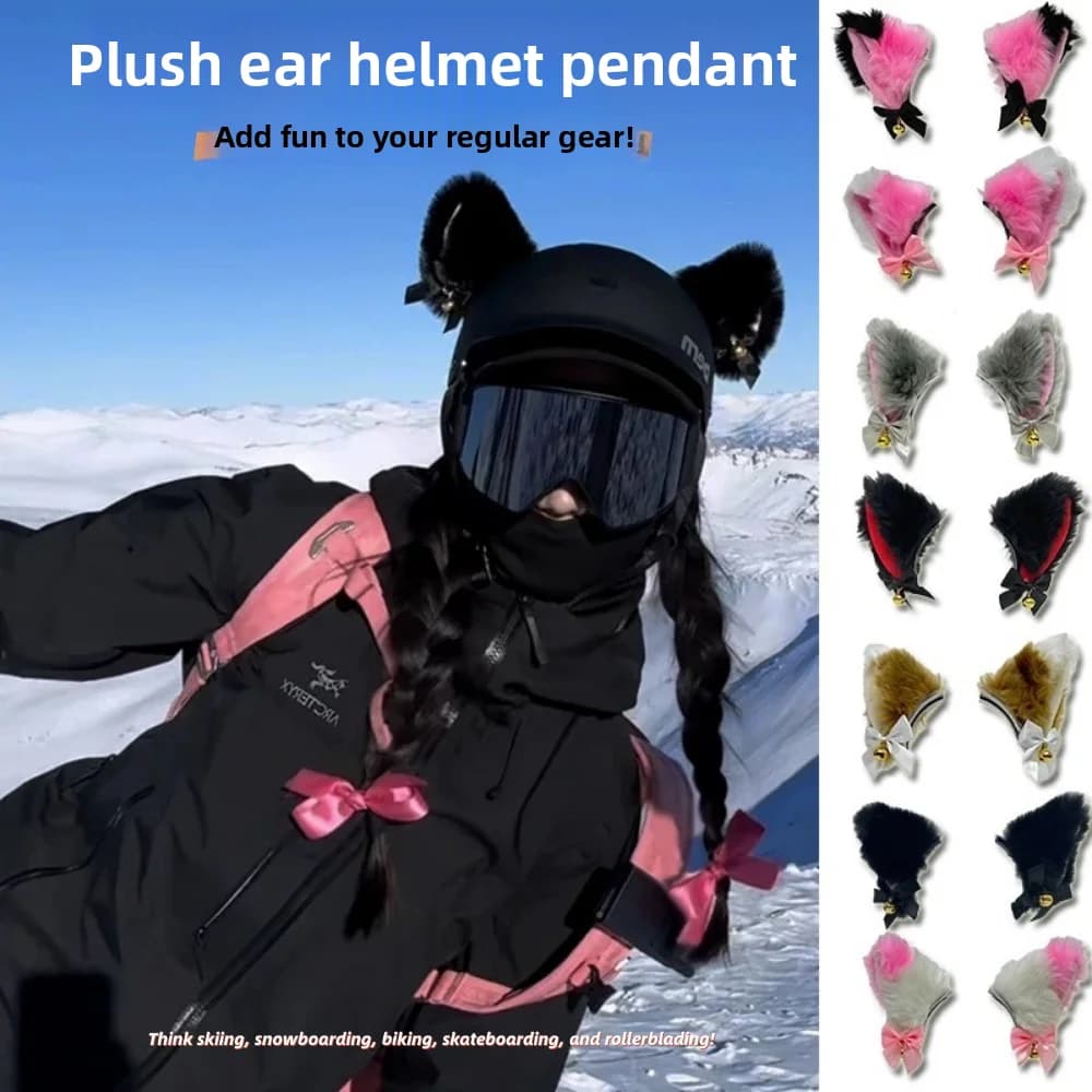 Decorazione per casco Orecchie di gatto Accessori per casco integrale per moto per uomo e donna Accessori moda per la modifica del casco da sci