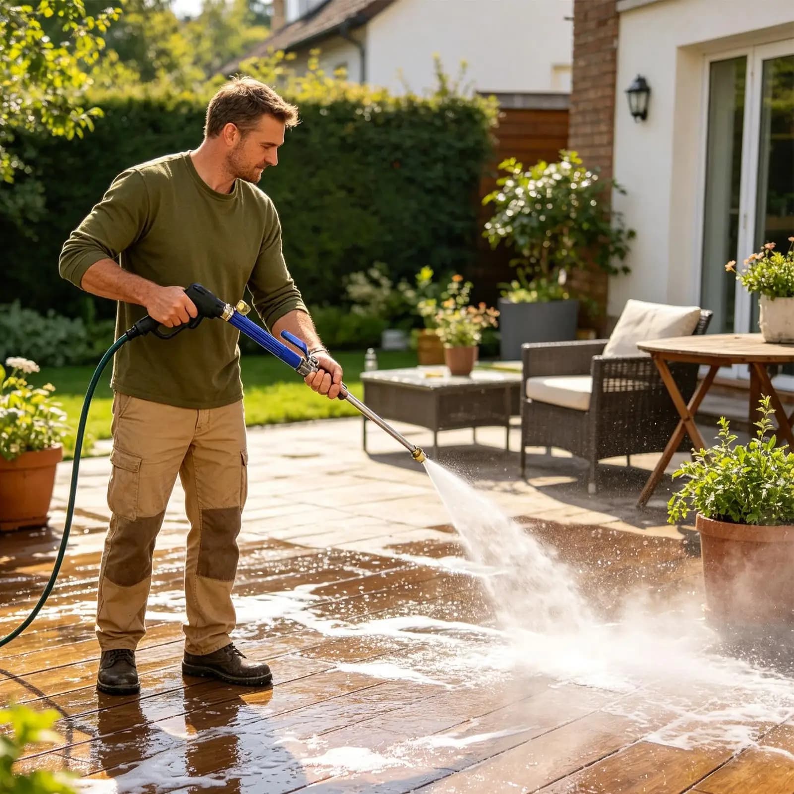 Ugello per tubo da giardino multifunzionale regolabile per irrigare piante, prato, patio, lavaggio auto e pulizia