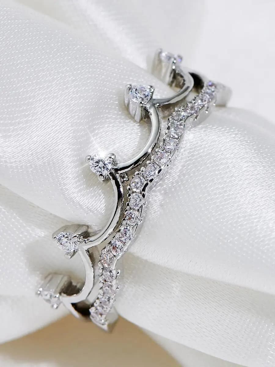 Fashion Zirconia Crown Ring For Women Stylish Party Gift