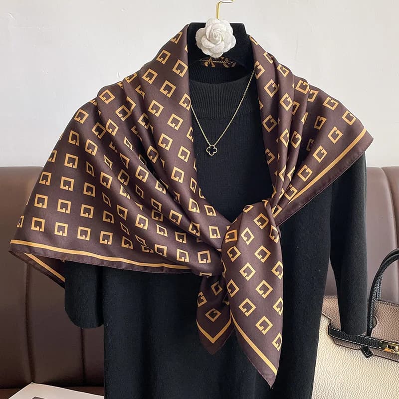 Luxury Letter Print Twill Silk Hair Hijab Women's scarf 90cm sun protection shawl wraps band scarf Bandana Echarpe new