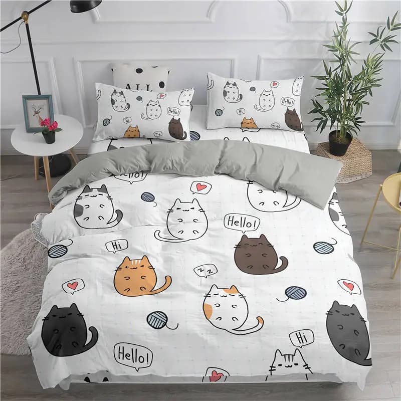 Set biancheria da letto del fumetto Gatti carini Stampato 3D Set copripiumino Twin Full Queen King Doppio formato Federa Biancheria da letto 2/3 pezzi per i bambini