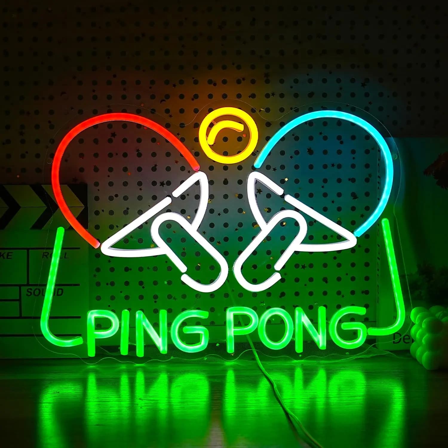 Insegna al neon Luci al neon dimmerabili da ping pong per palestra Sala giochi Camera da letto Sport Club Decor Estetica Disegna regali di compleanno