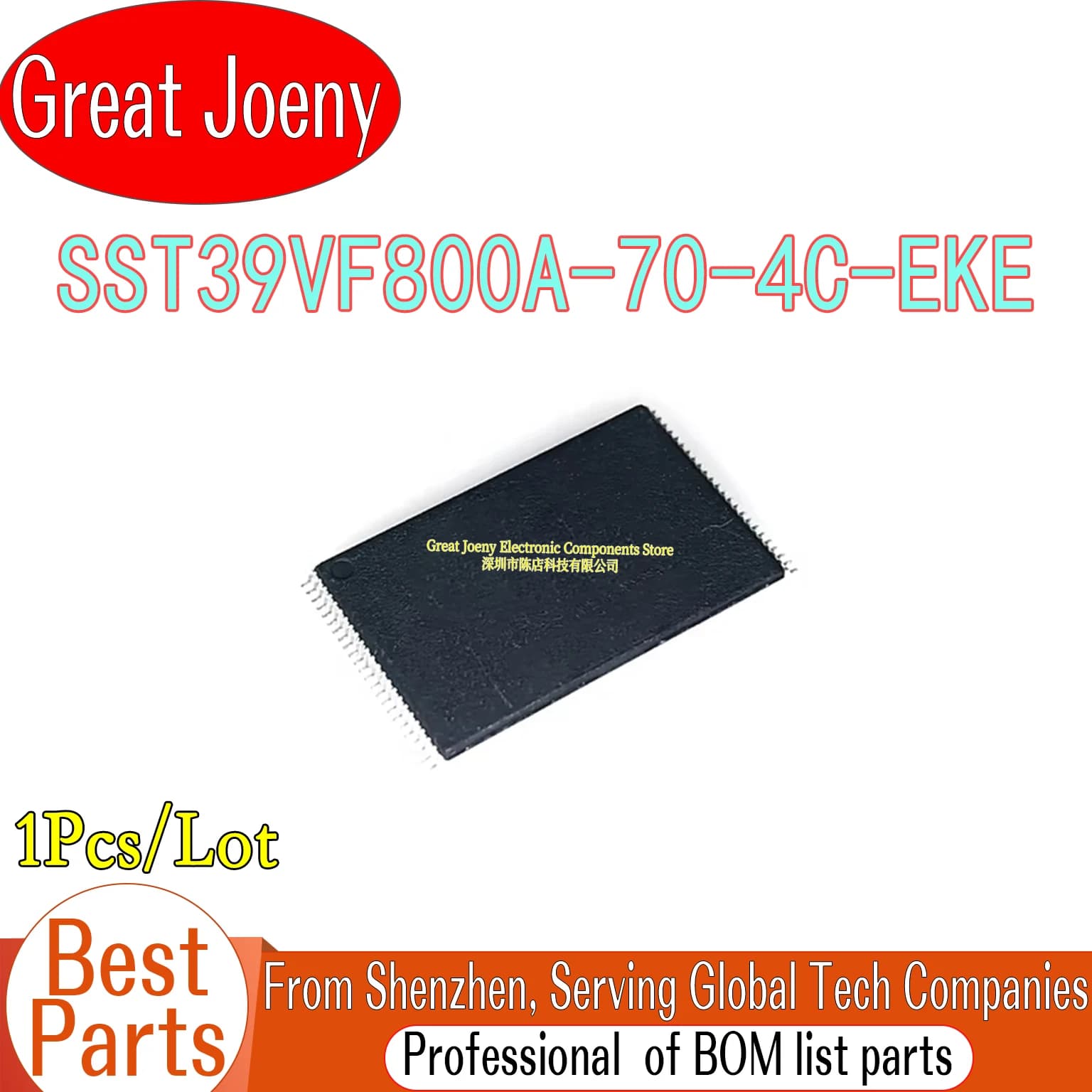 100% Nuovo Originale 39VF800A SST39VF800A-70-4C-EKE SST39VF800A Chipset IC FLASH 8Mb TSOP-48