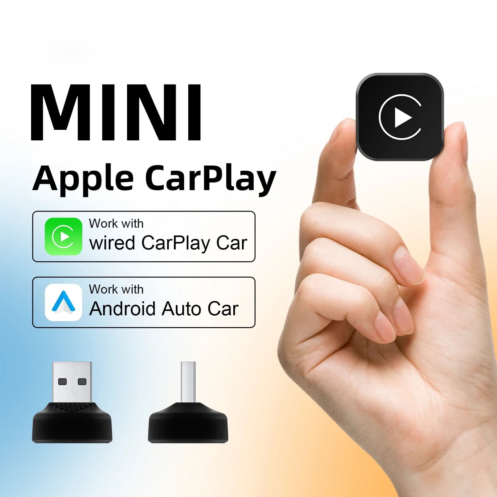 2025 Ultra Mini 2-in-1 Wireless CarPlay and Android Auto Adapter 5.8GHz WiFi Plug & Play for factory wired cars at 99% BT 5.0 OTA Update