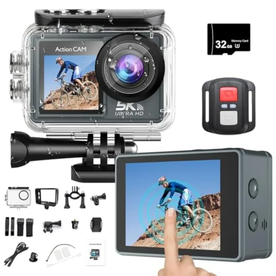Action Camera M40TR 5K WiFi with LCD Screen Front Touch, Waterproof up to 100FT, Diving Camera with Ultra Angle 170°, Zoom 5X for Sport