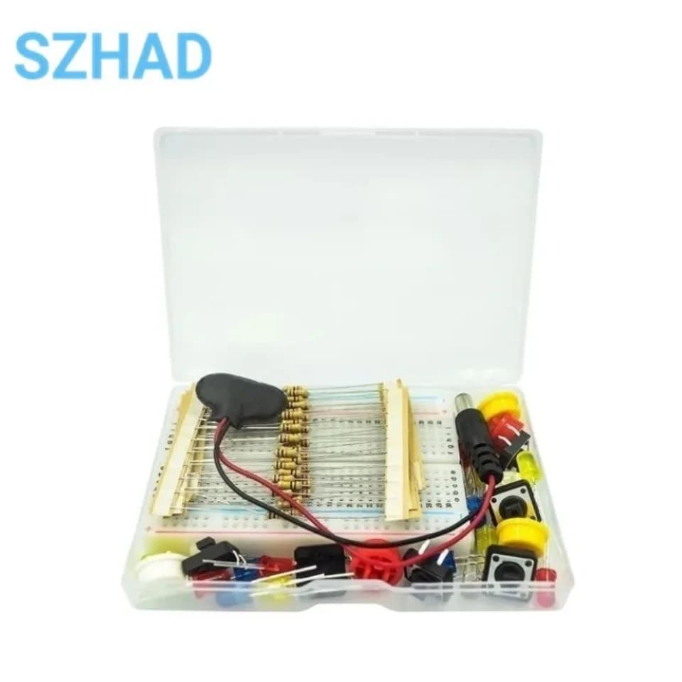 1set Kit portatile resistore ponticello fili interruttore Breadboard chiave connettore batteria LDR pratico Kit di avviamento per UNO-R3