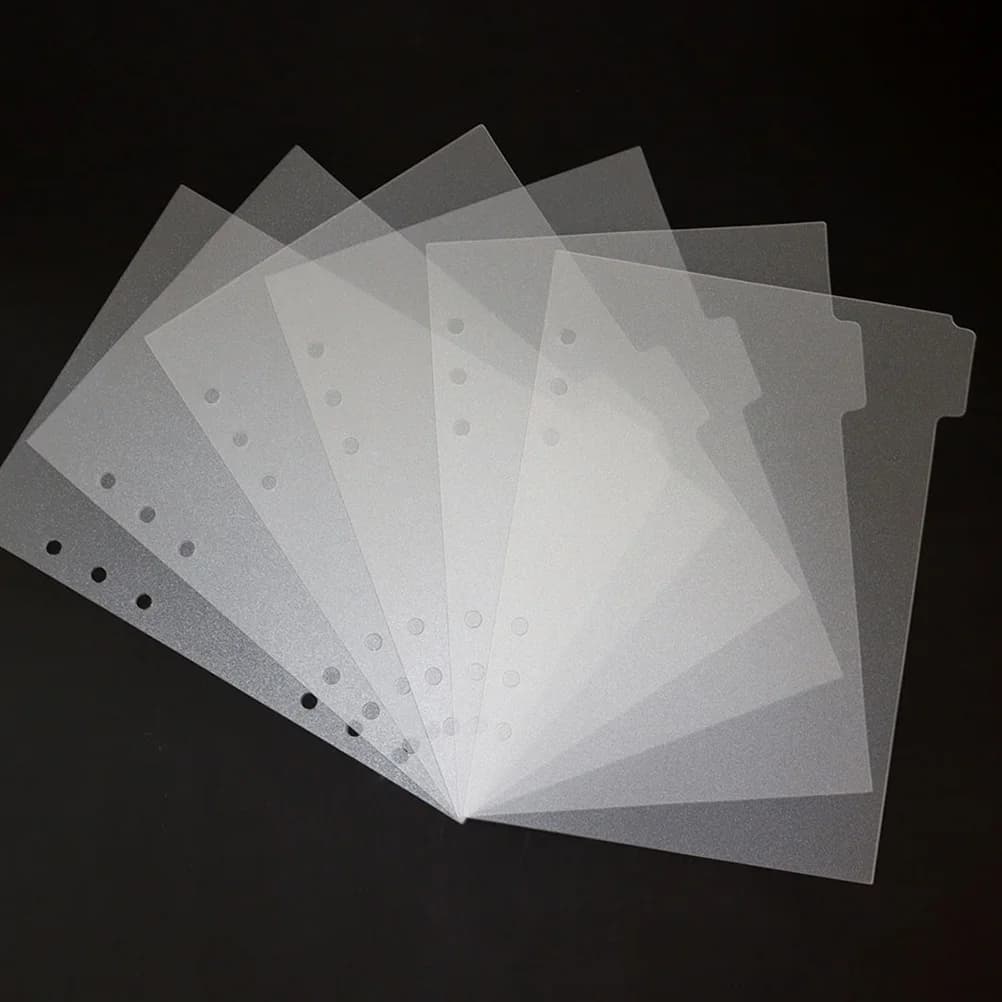 Schede divisorie A5 con adesivi mensili Divisori insertibili in PP trasparente con anello rotondo a 6 fori per raccoglitore per notebook a fogli mobili