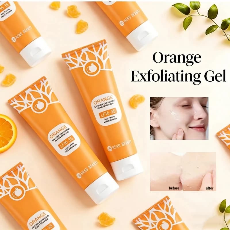 Orange Exfoliating Gel With Vitamin C Gentle Deep Cleaning Longlasting Moisturizing Smooth Skin Unisex Exfoliating Gel 1/2/3pcs