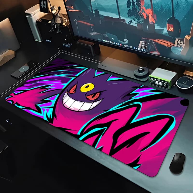 Tappetino per mouse colorato Anime Pokemon Gengar Tappetino da scrivania esteso per giocatori Tappetino per tastiera Notbook Tappetino per mouse resistente all'usura