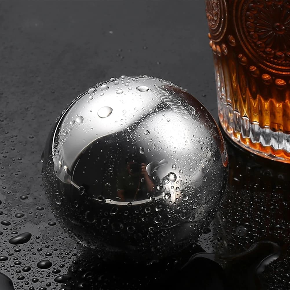 38MM Reusable Stainless Steel Ice Cubes Cooling Metal Ice Balls Set Whiskey Wine Beer Cooler Stones Party Bar Tool Accessories