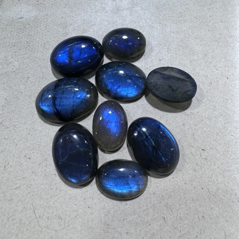 Ingrosso 2 pz/confezione Cabochon in Labradorite Blu Intenso con Flash, 10x14mm 12x16mm 13x18mm, Cabochon Ovale per Anello