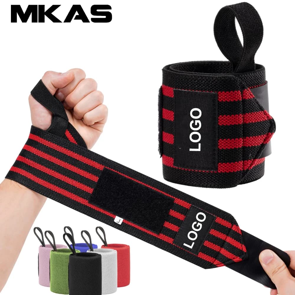 1 pair of wrist support straps with extra durable weight lifting strap, wrist bands, gym workout band, custom logo