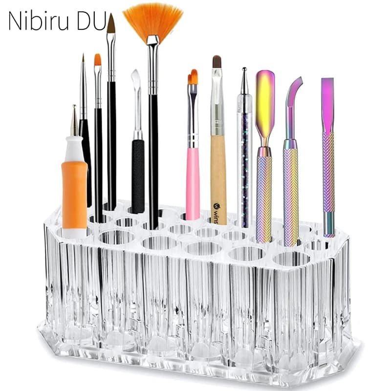 26 fori pennelli per unghie in acrilico organizer kit per nail art strumenti di archiviazione trucco cosmetici penna vetrina supporto per esposizione scaffale