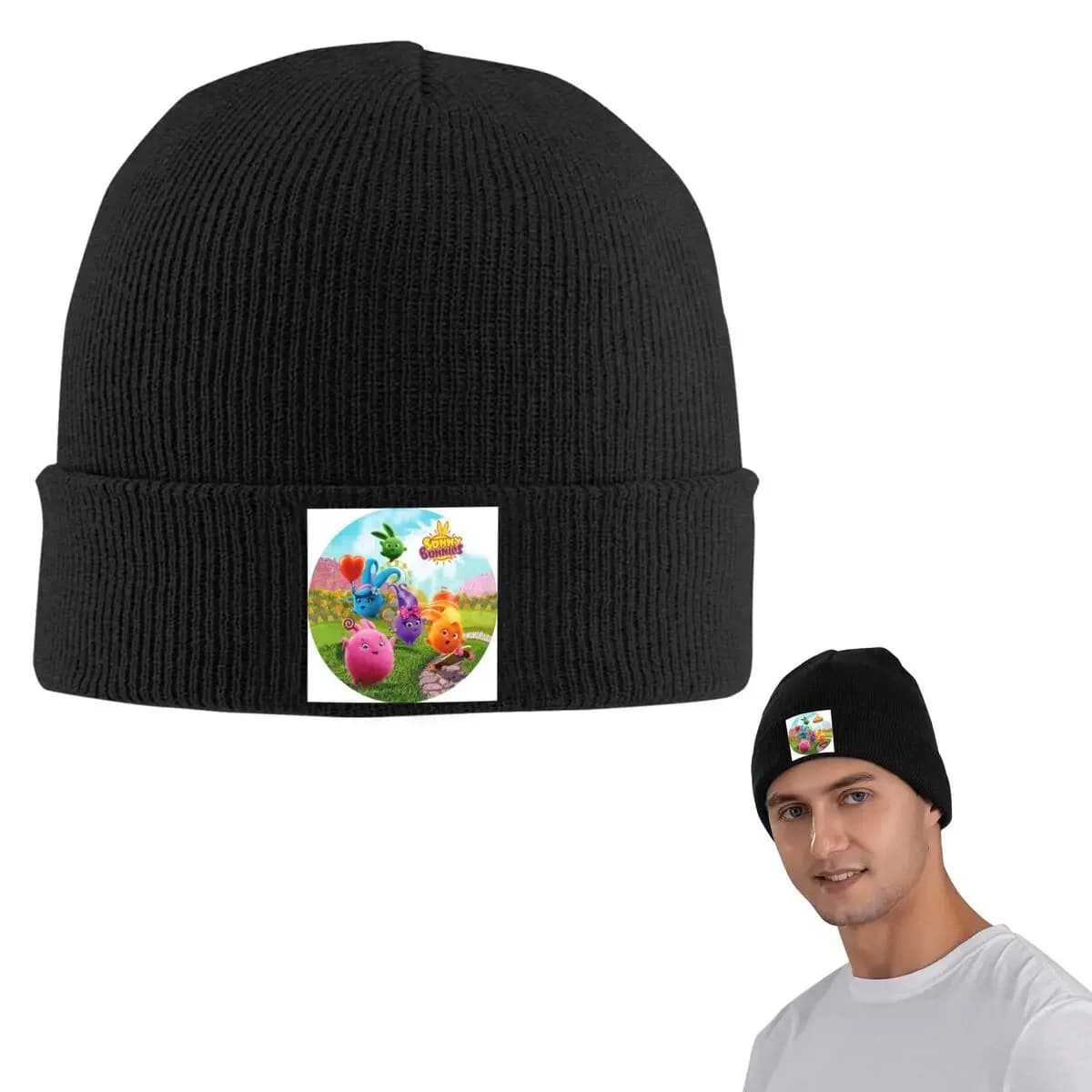 Sunny Bunnies Anime Cartoon Warm Knitted Cap Hip Hop Bonnet Hat Autumn Winter Outdoor Beanies Hats for Unisex Adult