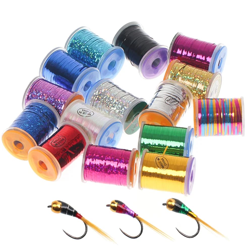 1 pc/2 pcs Tinsel Mylar 1 mm Flashabou Holographic Plate for the creation of artificial flies, for Ninfa Flashback, Salmon Streamer