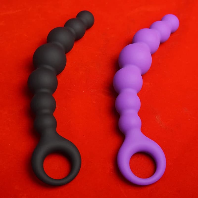Beaded Anal Prober Beads,Silicone Curved Anus Butt Plugs,Firm-yet-flexible Analplug Buttplug Butplug,Sex Toys for Couples
