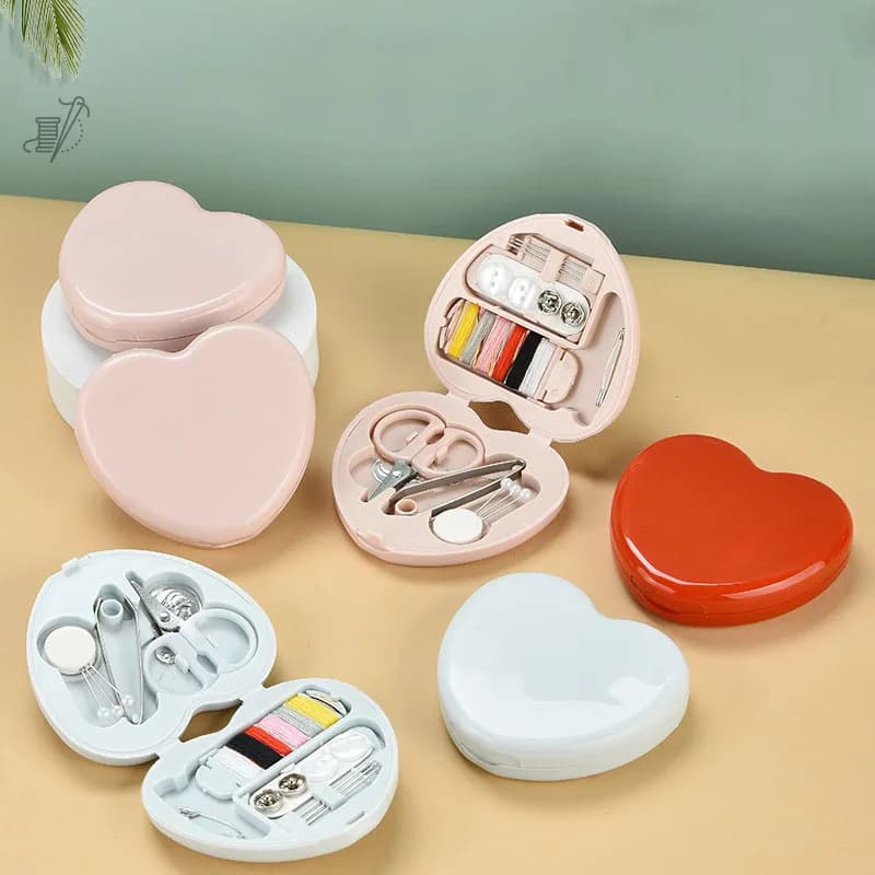 Mini kit da cucito portatile da viaggio Bottoni Spilli Scatole portaoggetti Strumenti per cucire fai da te fatti a mano Set di scatole per fili per aghi a ditale a forbice