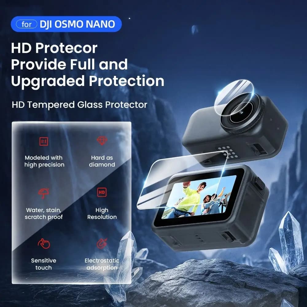 Tempered Glass Screen Protector Anti-scratch Ultra-HD Lens Film 9H Protective Films for DJI Osmo Nano Action Camera Accessories