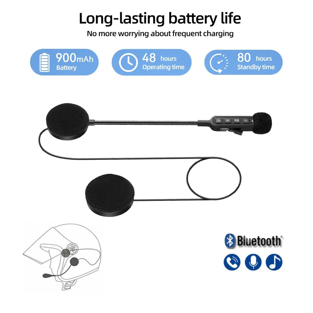 BT30S Bluetooth 5.3 Auricolare per casco da motociclista Cuffia da equitazione wireless impermeabile Chiamata in vivavoce Lettore musicale stereo