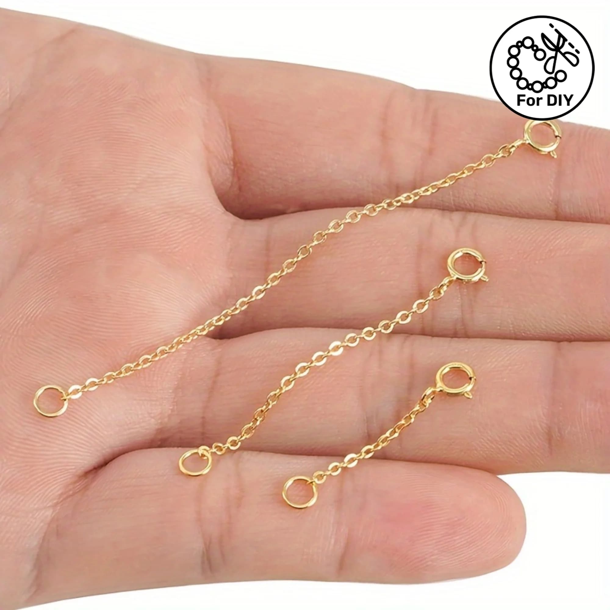3Pcs Spring Clasp Extension Chains Adjustable Tail Extender For Necklace Bracelet DIY Jewelry Making Accessories