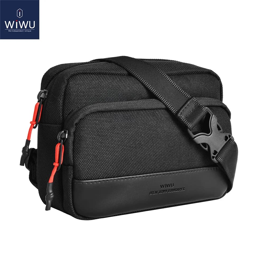 WiWU Borsa a tracolla 2 in 1 Doppio strato Multi-tasche Borsa da trasporto resistente all'acqua Tracolla Gadget elettronici Borse portaoggetti