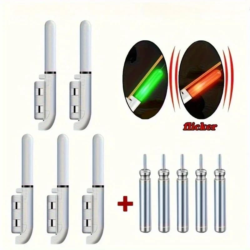 Flashing Night Fishing Light Hook Bite LED Fishing Light Set CR425 Battery,Night Fishing Equipment 3/5Pcs lights+3/5Pc batteries