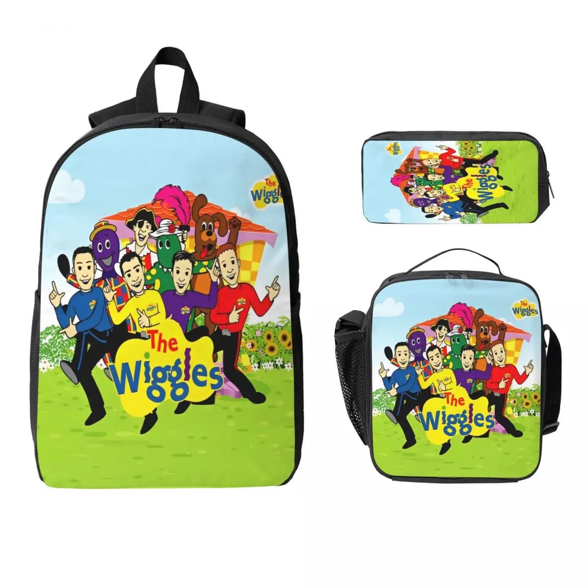 The Wiggles Tv Show Zaino per bambini Scatola per il pranzo Scatole per matite per ragazzi Ragazze Zaini prescolari Borsa da scuola leggera Set di zaini