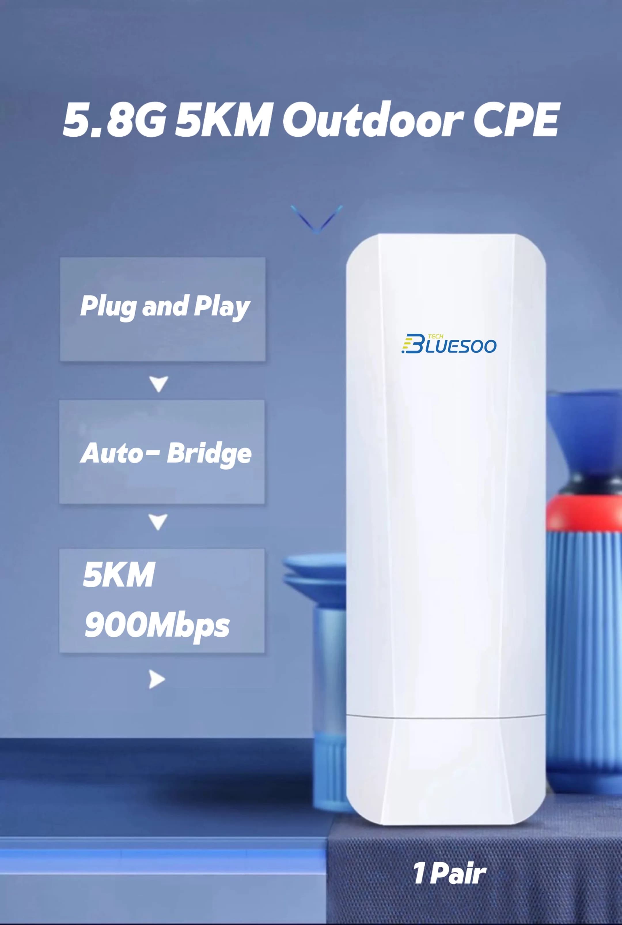 BluesooTech 5KM 5GHz 900Mbps CPE esterno Wireless 5G WiFi Ripetitore Extender Router AP Punto di accesso Wi-Fi Bridge da p a p