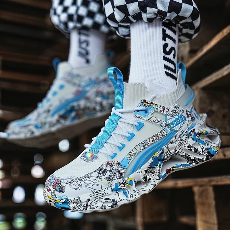 Sneakers Graffiti per Coppie, Nuove Scarpe da Corsa Traspiranti e Leggere per Primavera/Estate, Calzature Sportive alla Moda con Suola Morbida per Uomo e Donna