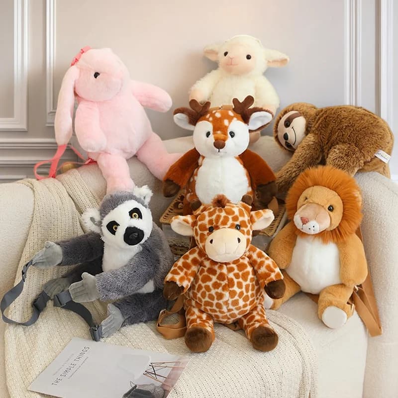 Zaini a Forma di Leone della Foresta e Koala, Peluche di Coniglio dalle Orecchie Lunghe, Borsa a Tracolla Morbida e Capiente